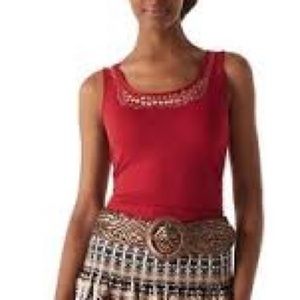WHBM Red/Brick Tank Top w/Gold Jet-Bead Embellishment - Size XL